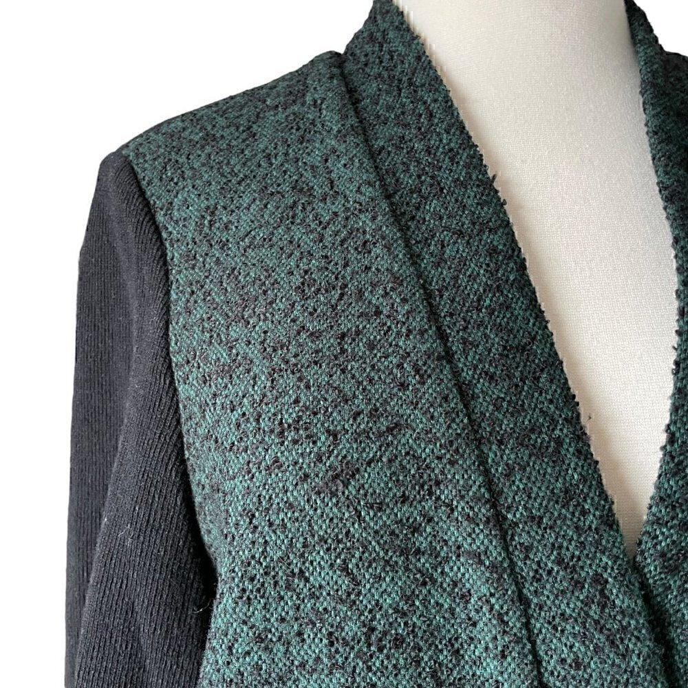 Tibi Wool Open Front Sweater Blazer Jacket Green … - image 3